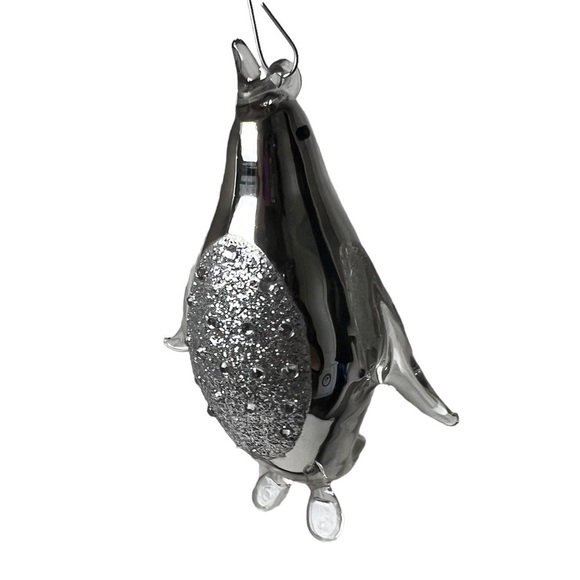 Penguin Macy's Holiday Lane Ornament Silver Bells Glass Penguin Swimming Penguin - Picture 2 of 10